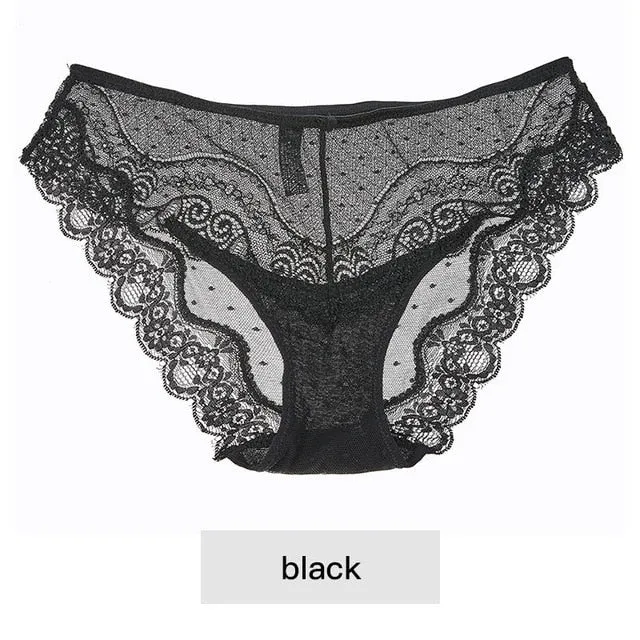 8colors Sexy Lace Panties Soft Breathable Briefs Women Underwear Ladies Panty Transparent Tempting Low-Rise Cotton Lingerie