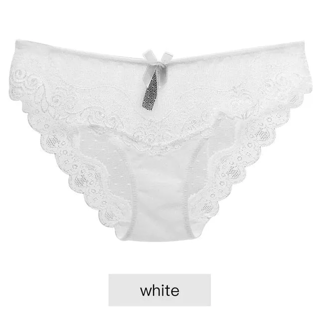 8colors Sexy Lace Panties Soft Breathable Briefs Women Underwear Ladies Panty Transparent Tempting Low-Rise Cotton Lingerie