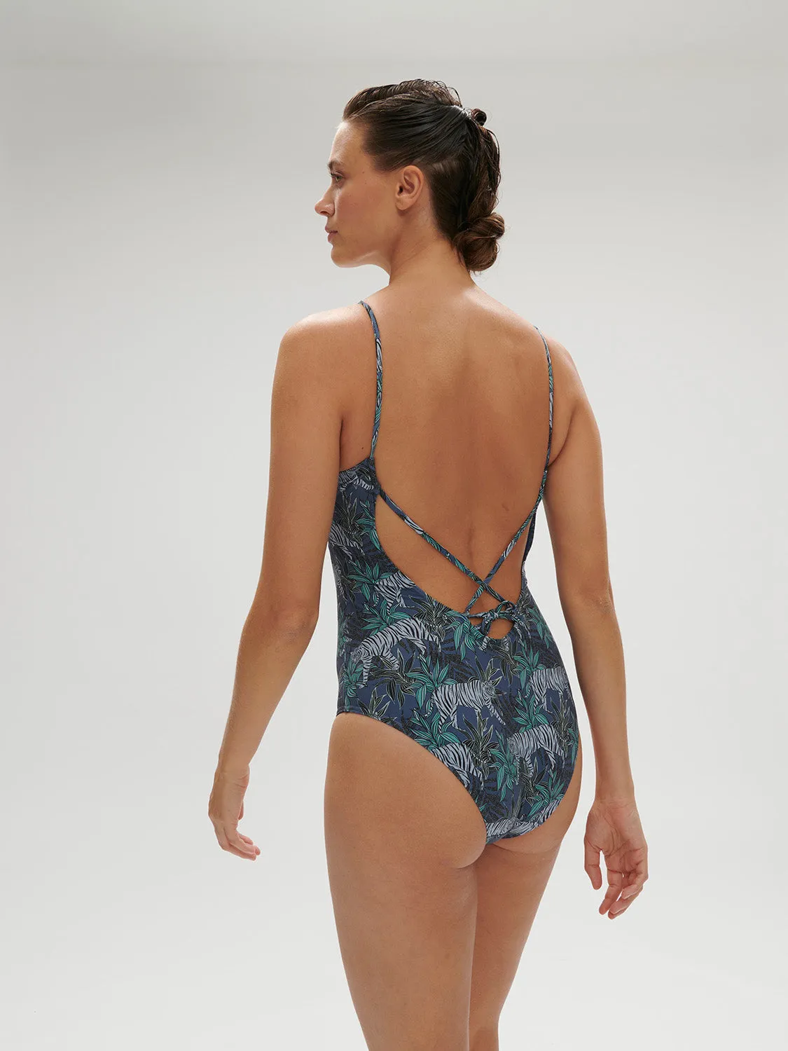 Agathe Wireless One-Piece - Jungle Night Print