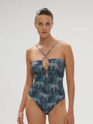 Agathe Wireless One-Piece - Jungle Night Print