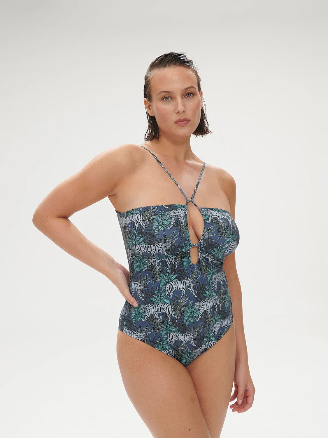 Agathe Wireless One-Piece - Jungle Night Print