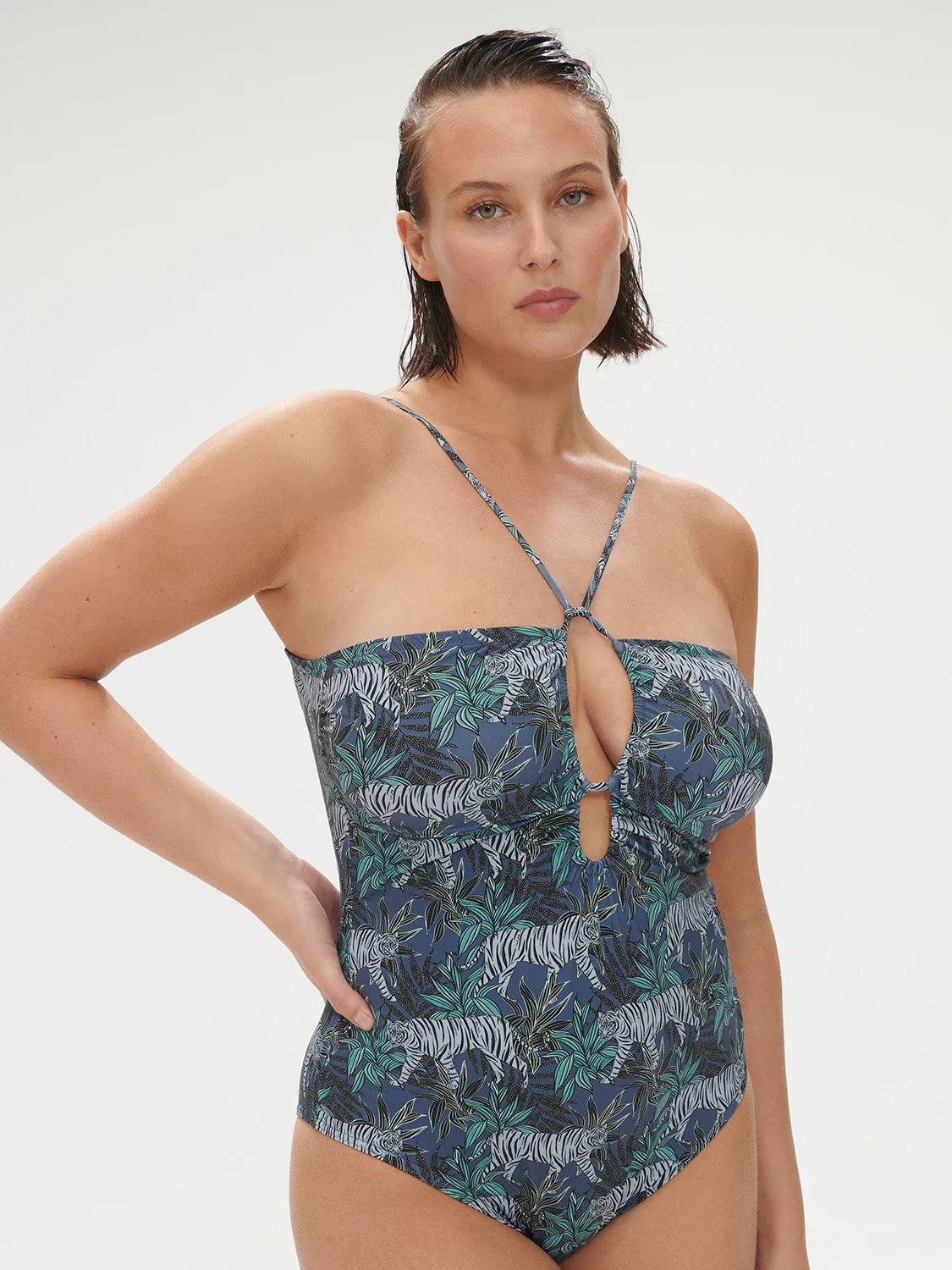 Agathe Wireless One-Piece - Jungle Night Print