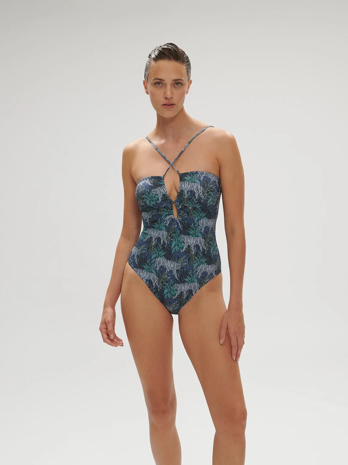 Agathe Wireless One-Piece - Jungle Night Print