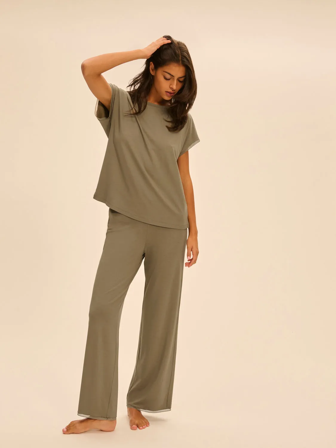 Aurore Short Sleeve Top - Clay Green