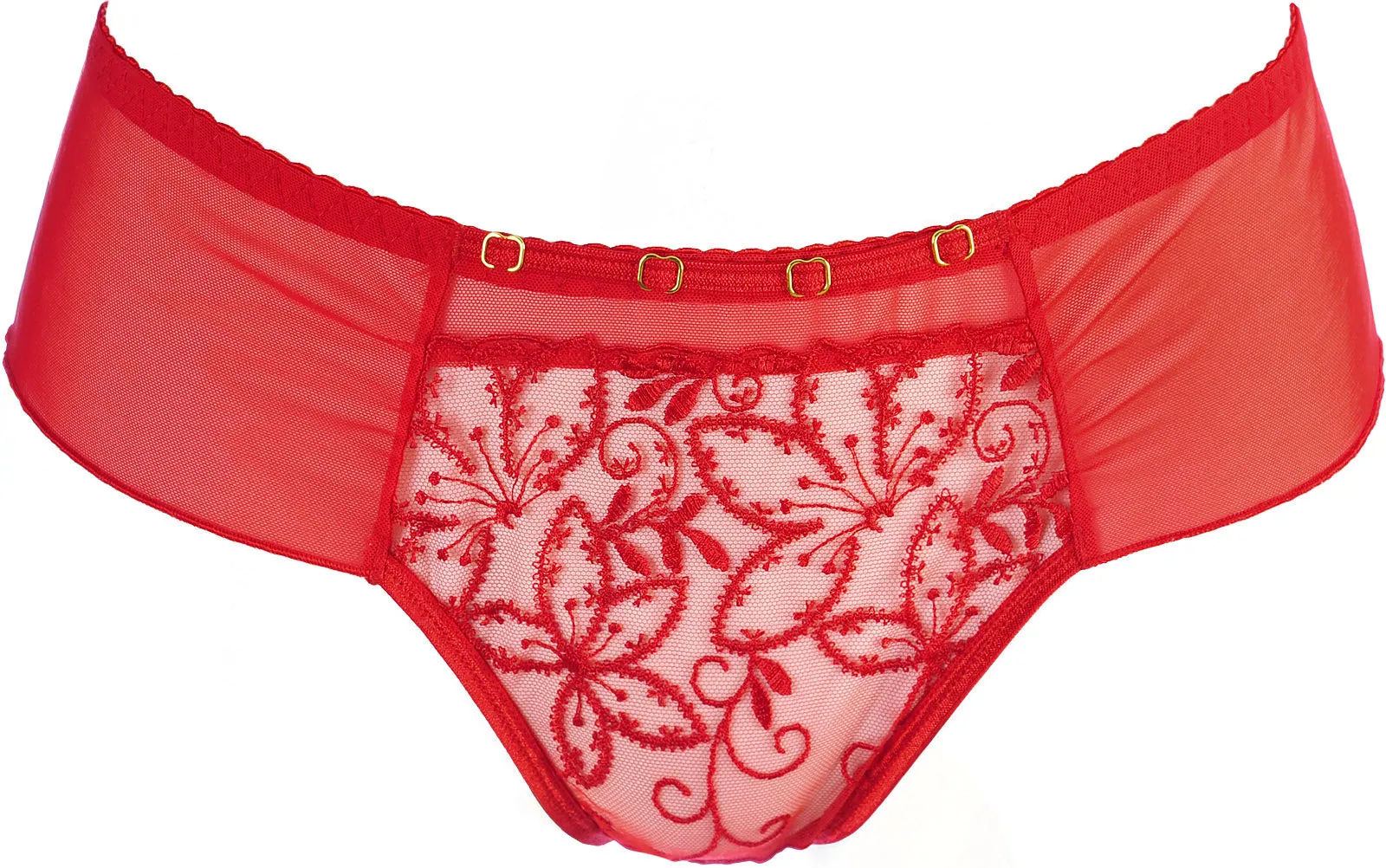 Axami 10545 Sheer Embroidery Brazilian Thong Red Just Like Heaven