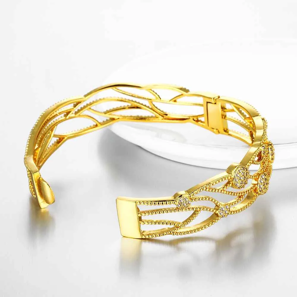 Best Gift 18K Gold Plating bangles Small winding women pulseras joias HBZ 11 ELY