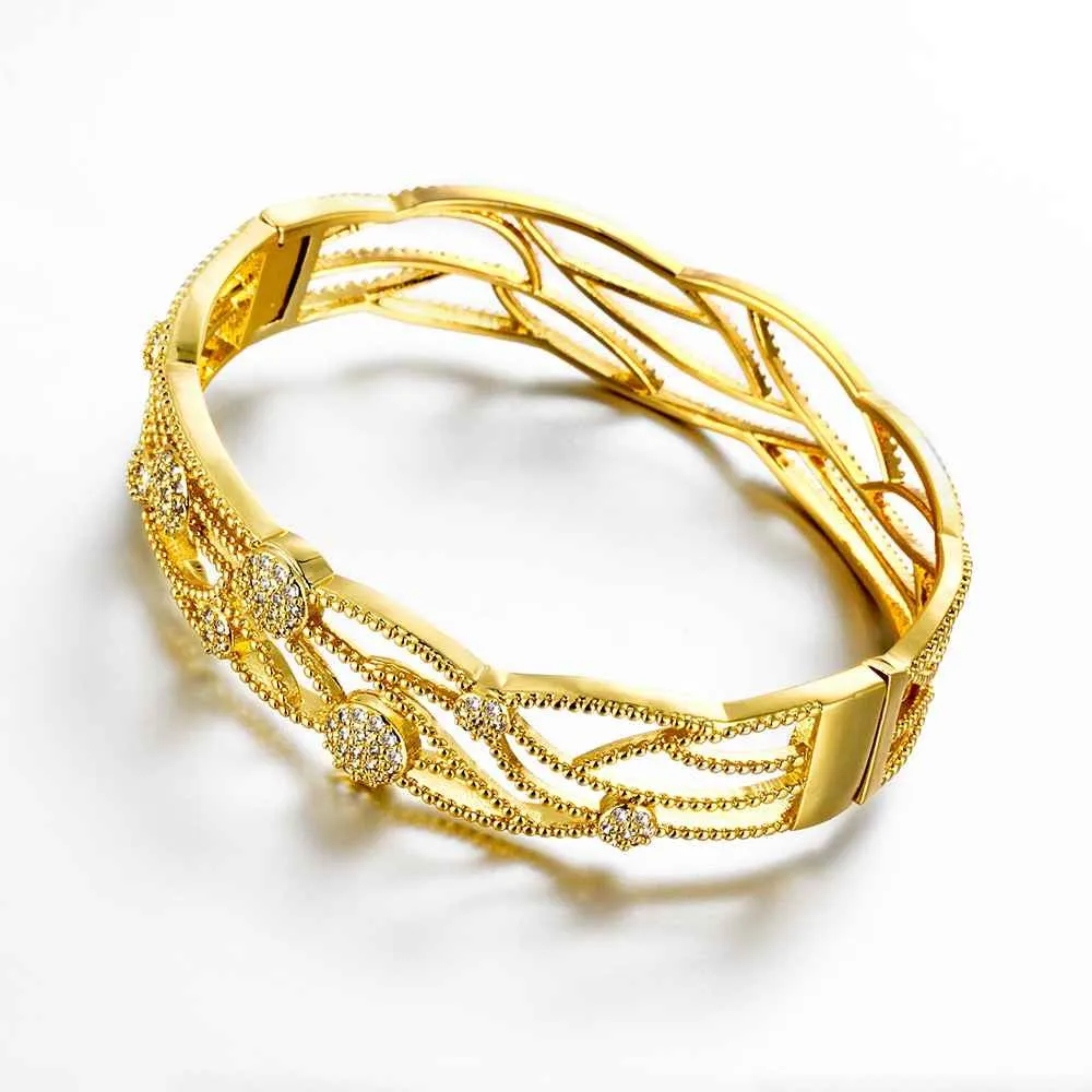 Best Gift 18K Gold Plating bangles Small winding women pulseras joias HBZ 11 ELY