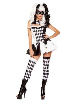Black and White Checkered Clown Costume