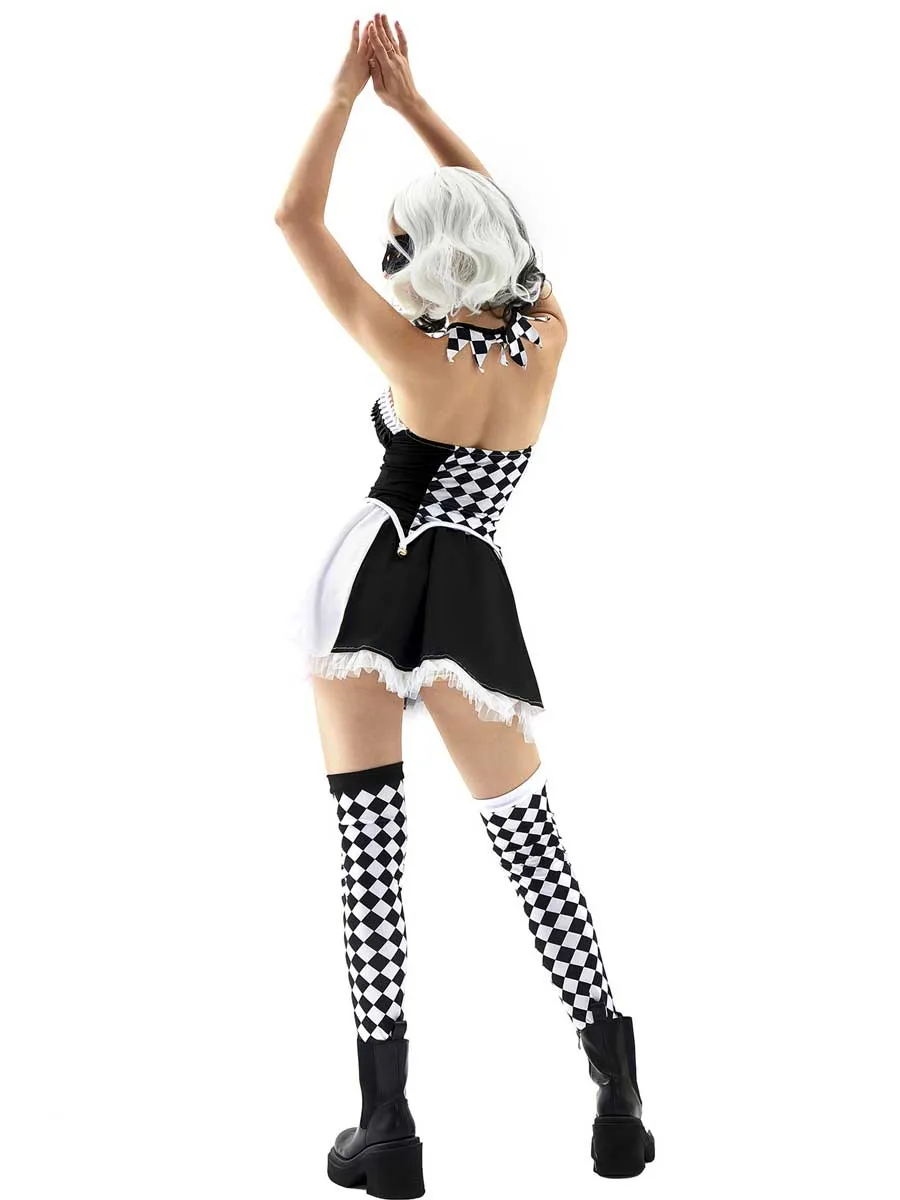 Black and White Checkered Clown Costume