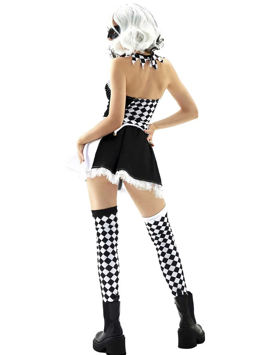 Black and White Checkered Clown Costume