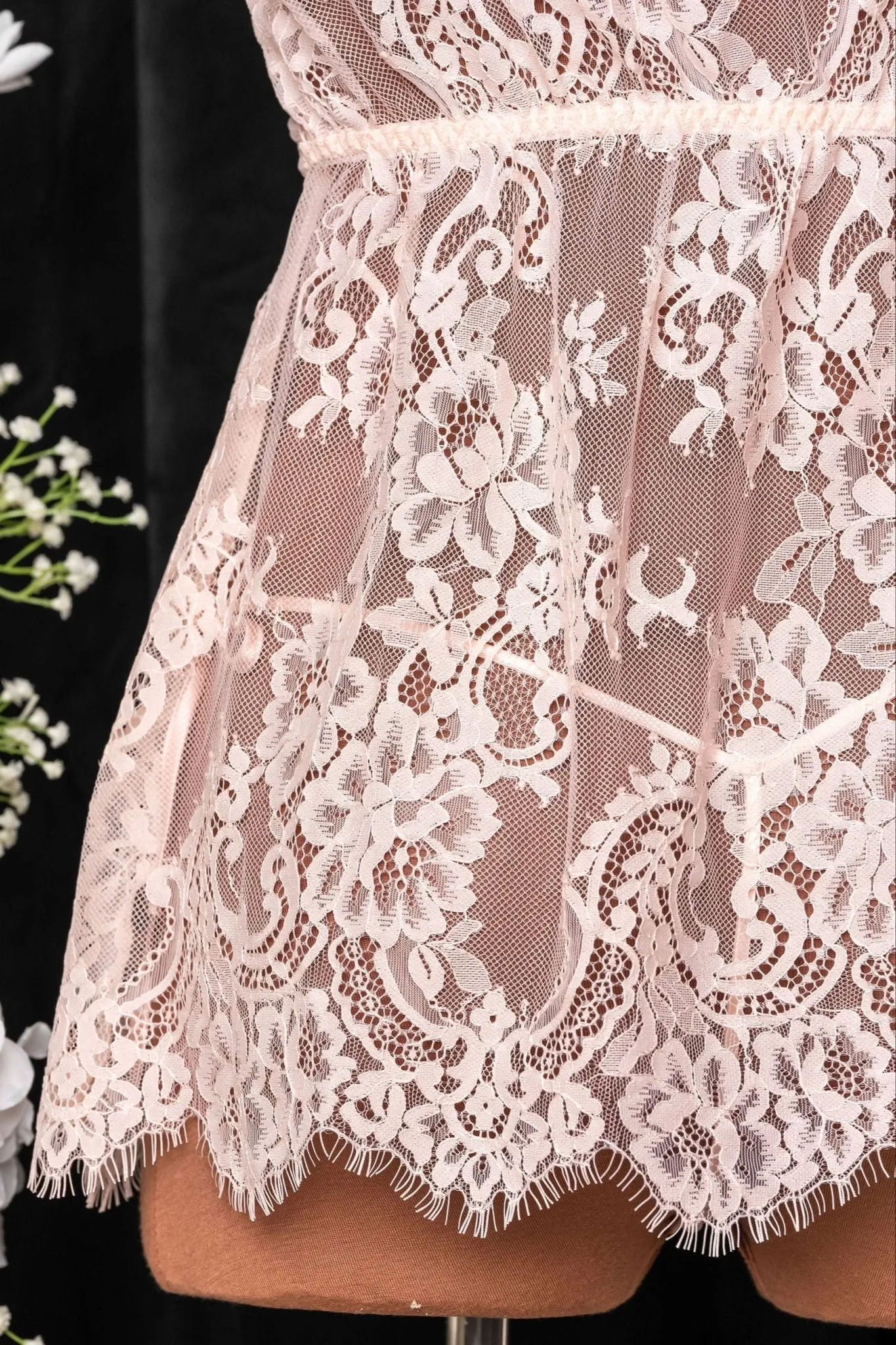 Eyelash Lace Babydoll - Champagne
