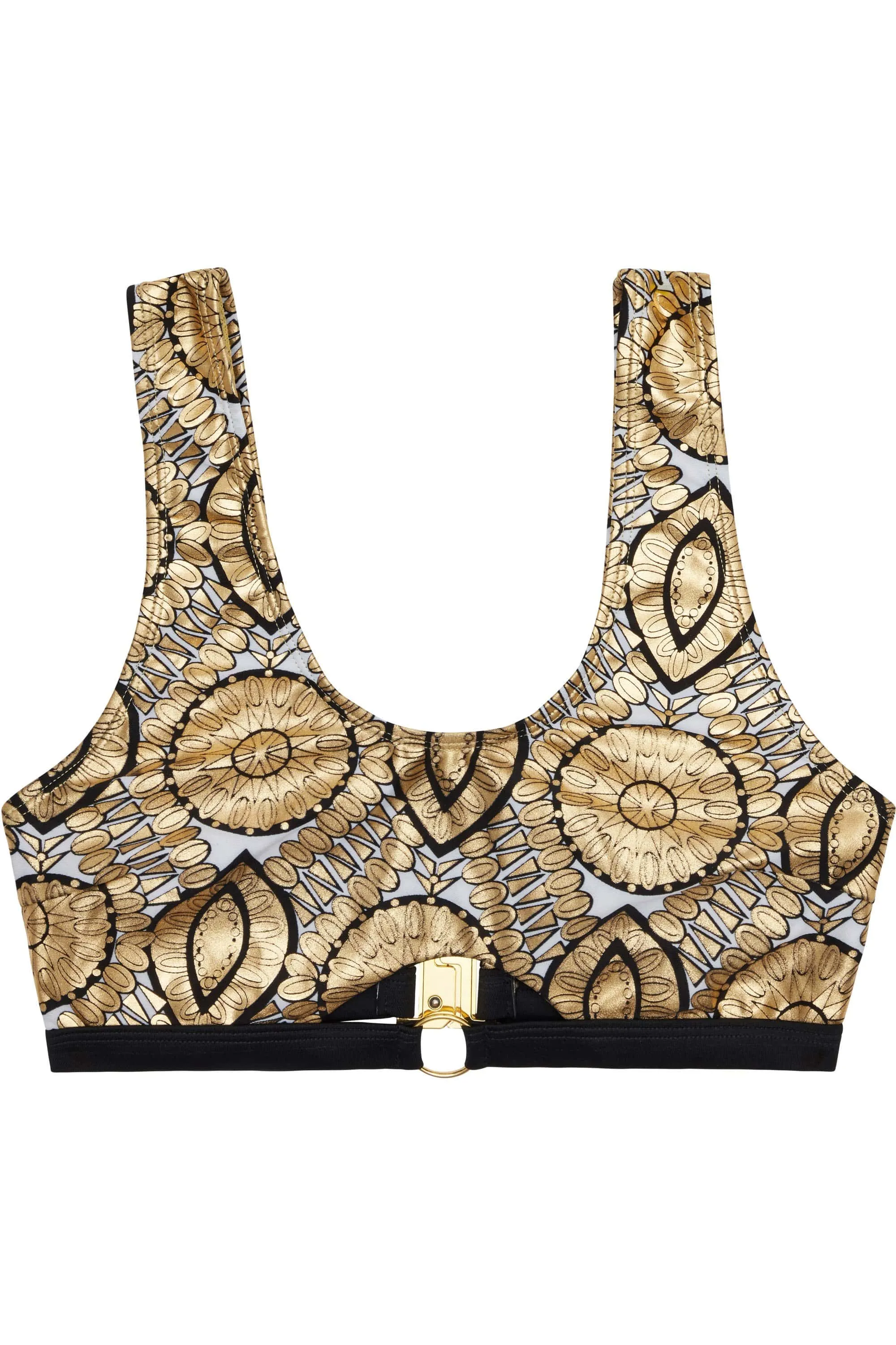 Gold foil tile and black printed crop top