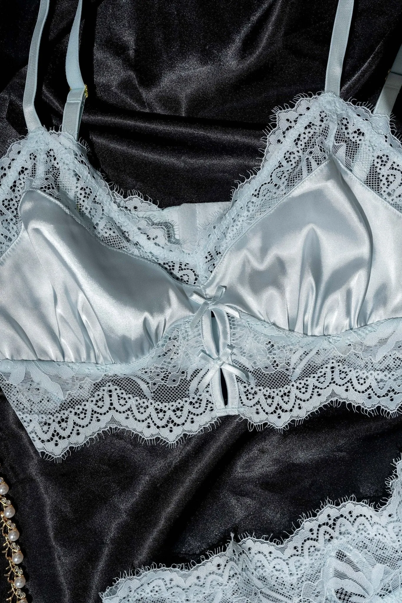 Lacy Satin Keyhole Bralette - Something Blue