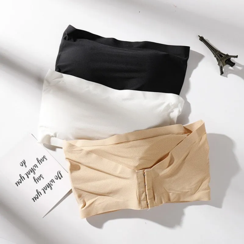 N Fashion Strapless Seamless Tops Women Stretch Sexy Soft Bra Push Up Wire Free Padded S Four Hook-and-eye Underwear 2018