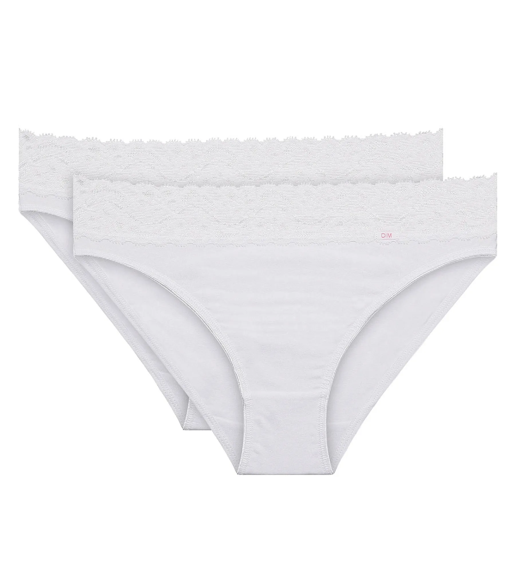 Pack of 2 pairs of Coton Plus Fminine midi knickers in white