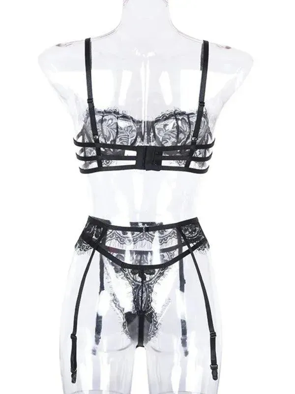 Sexy Hollow Suspender Lingerie Set