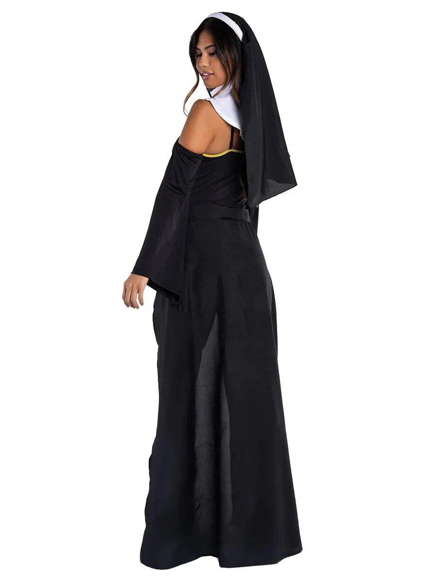 Sister Nun Cosplay Bodysuit with Open Skirt