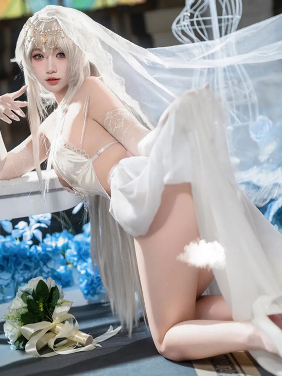 White Satin Bridal Cosplay Lingerie