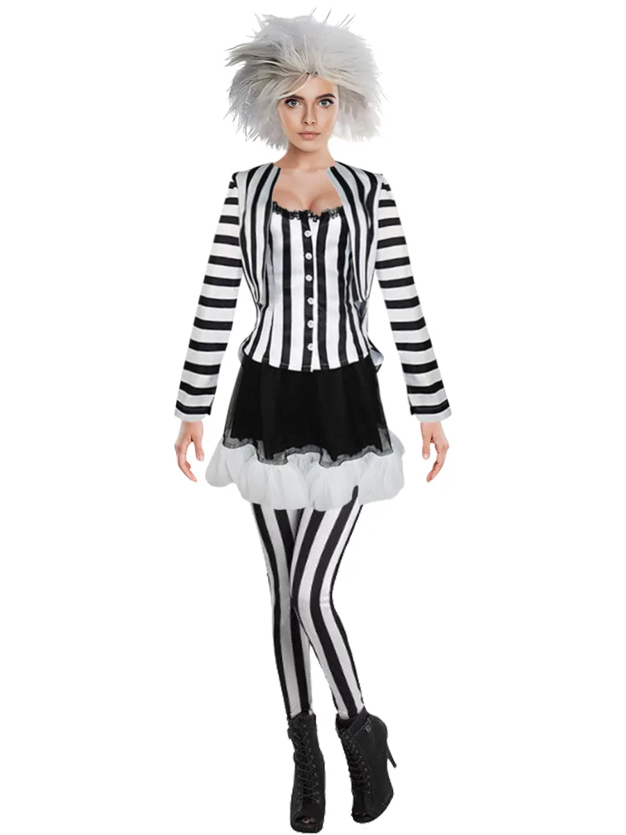 Women's Striped Ghost Costume