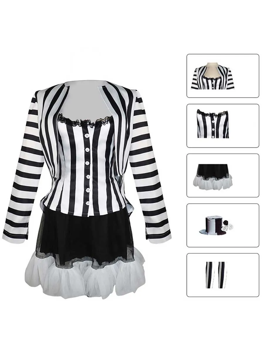 Women's Striped Ghost Costume