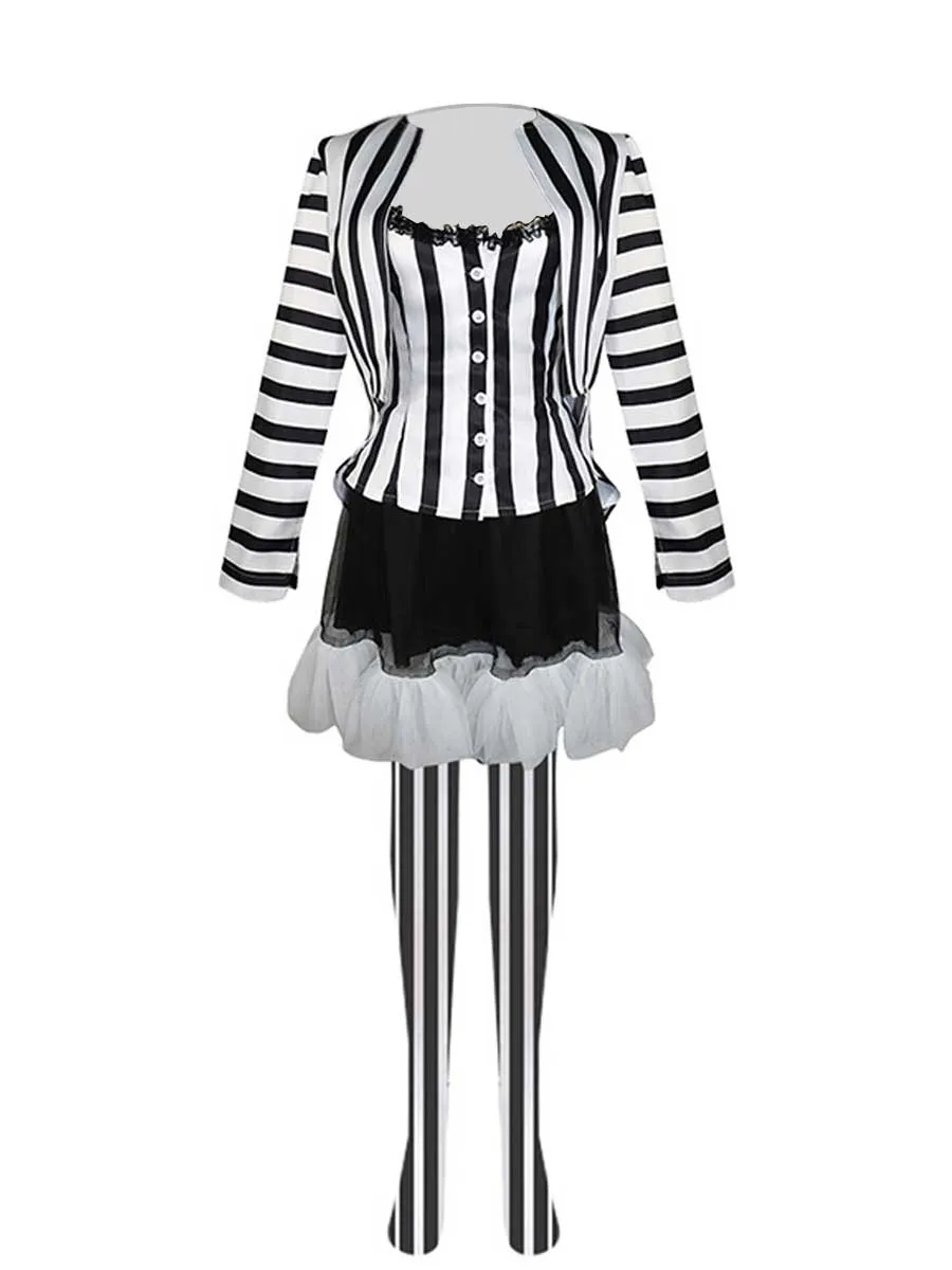 Women's Striped Ghost Costume