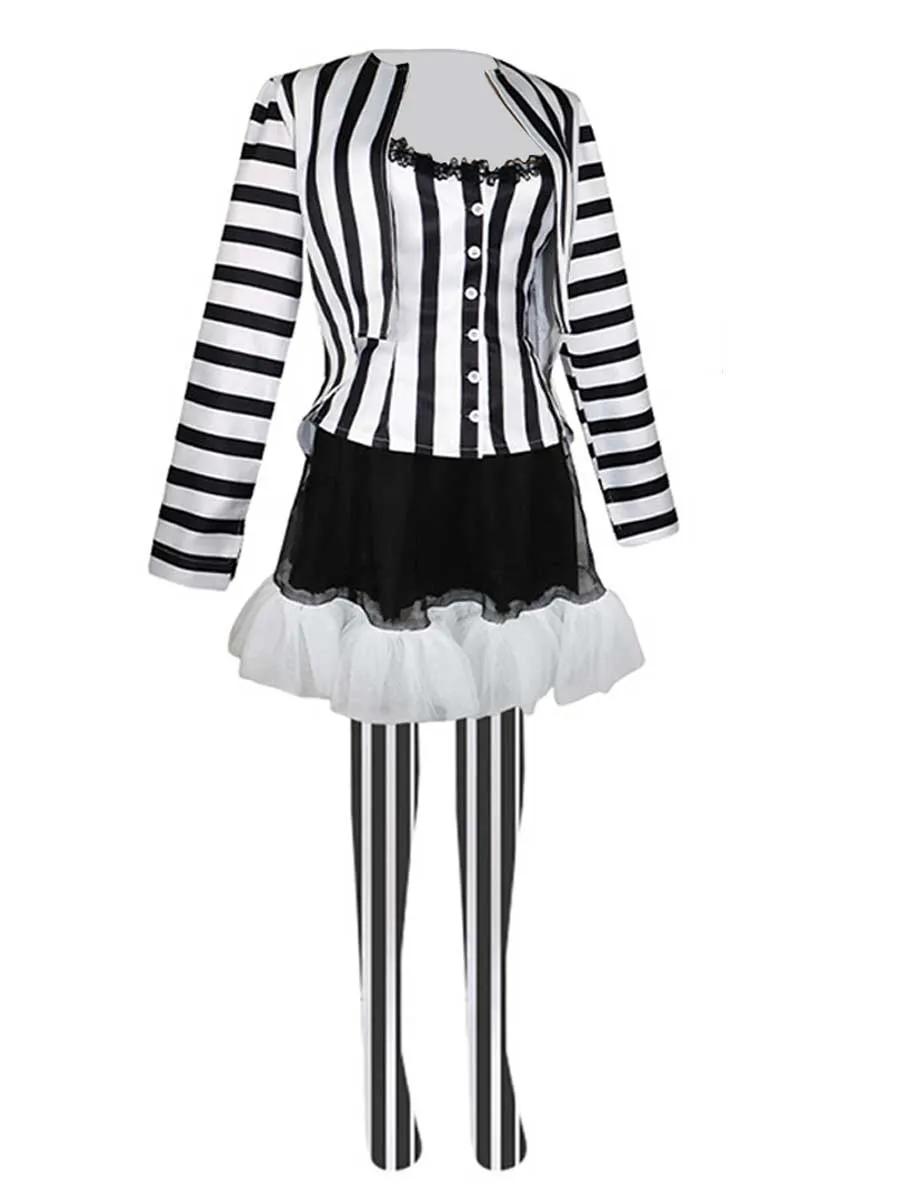 Women's Striped Ghost Costume